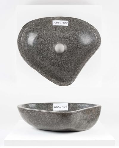 Wohnfreuden Lavabo en pierre naturelle ovale 30 cm Gris Avec choix unique
