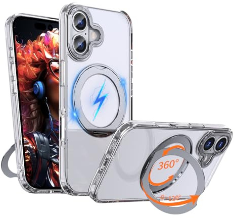 TECHGEAR iPhone 17 Case 6.3 with Magnetic Ring Kickstand, Slim Tough Shockproof Armour, Clear Back, Camera & Screen Protection, MagSafe - Compatible for iPhone 17 - Clear