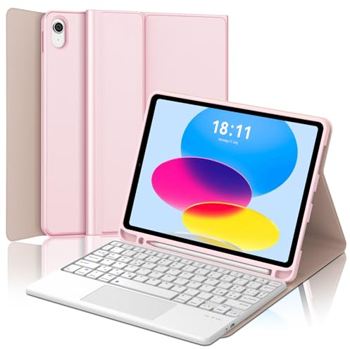 JADEMALL Tastiera con Touchpad per iPad A16 11/10 Generazione 11 2025/10.9 2022, Italiano QWERTY Tastiera Bluetooth Staccabile con Trackpad per iPad 11/10 Generazione 2025/2022, Rosa
