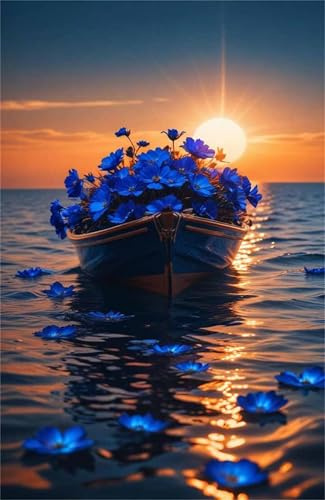 Puzzle 1000 Pieces Mer Fleurs Coucher Soleil, Jeux éducatif Défi Jouets Puzzles Classiques, Parfaitement Emboîtable Lettres au Dos, pour Vous Faciliter le Travail pour Hommes Femmes Plus âgés 75x50 cm