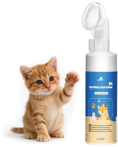 Aspand Nettoyant pour Pattes de Chiens et Chats, sans Rinçage, Mousse Naturelle pour Nettoyer, Brosse pour Nettoyer Les Pattes, Élimine la Saleté, Nettoyage Doux pour Les Pattes, 200ml