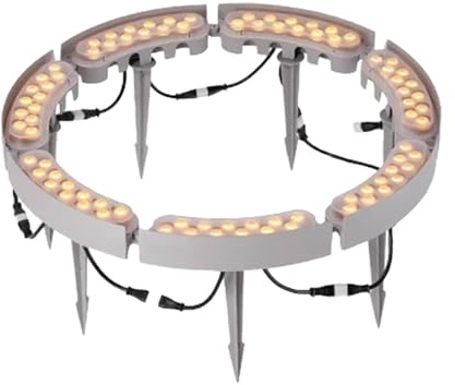 CYHTYM Luce circolare per esterni in alluminio a forma di palma, DC24V 12W, faretti LED cablati per esterni, luci da pavimento per giardino(Warm white,7 SETS)
