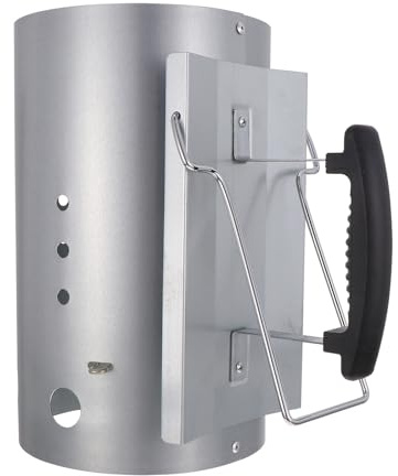 IWOWHERO Accenditore per Carbone Barbecue a Ciminiera Manico in Nylon, Accendifuoco Rapido per Griglia all’Aperto, Ventilazione Ottimale per Accensione Pulita Senza Odori, per Barbecue