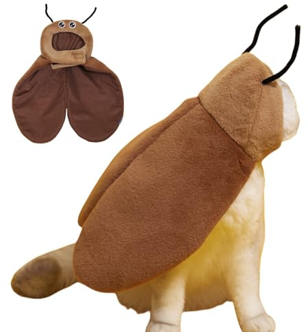 Halloween hundmantel, kattdräkt med kackerlacksform, justerbar halkfri husdjur cosplay huvudbonad för inomhus, utomhus, födelsedag, fest