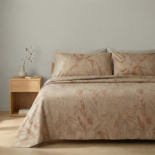 Bassetti Completo Letto Matrimoniale 100% Cotone Morbido Soffice (Aster Beige)