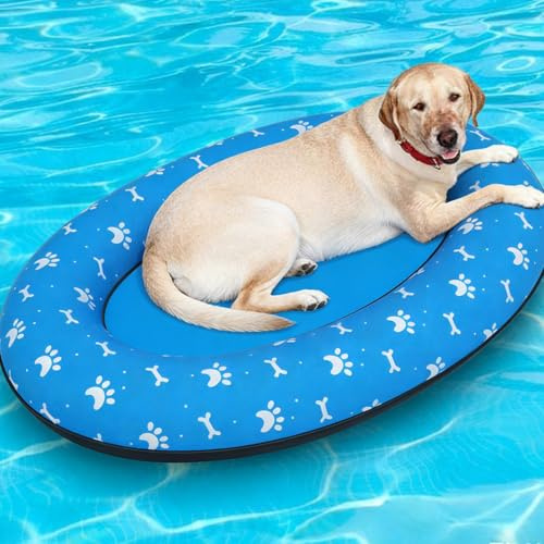Hundepool Reißfest XXL Hunde Luftmatratze Aufblasbares Hundefloß Belastbar Poolspielzeug für Grosse Mittlere Hunde Faltbare haustiers Schwimmbett Wasserspielzeug Garten Strands Outdoor