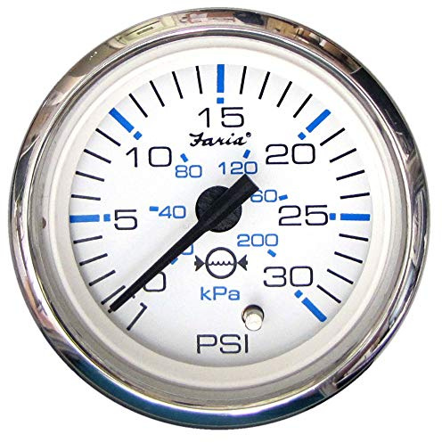 FARIA BEEDE 13812 Chesapeake Stainless Steel Water Pressure Gauge Kit (30 PSI) - 2, White , Black