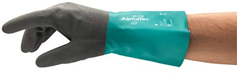 Ansell Alphatec 58-270 Handskar Kemiskt skydd, komfort och flexibilitet reducerad, vattentät ogenomtränglig nitril, EPI Industrial, återanvändbar, grön (12 par)