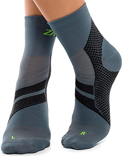 ZaTech Plantarfasziitis Socken, Sport Kompressionsstrümpfe, Kompression Socken, unterstützt Ferse, Knöchel und Fußgewölbe, reduziert Fußschwellungen und Schmerzen. (Grau/Schwarz, S, 35-39)