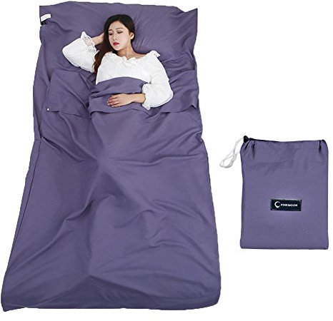 Queta Hüttenschlafsack Schlafsack Reiseschlafsack mit Tragetasche Ideal für Innen Hostels Berghütten Jugendherbergen Camping Outdooraktivitäte usw. (Blau)