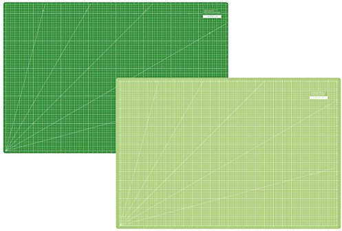 SEMPLIX Selbstheilende Schneidematte A0-A4 - Grün, Rosa, Grau, Türkis, Lila - Ideal fürs Basteln, Nähen & Patchworken - Beidseitig Bedruckt - Vorderseite cm Rückseite inch Bemaßung (Hellgrün-Grün, A0)