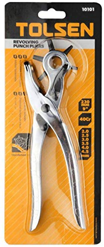 Tolsen 9 REVOLVING HOLE PUNCH PLIERS, 6 HOLES, STEEL, SILVER, INDUSTRIAL, PLASTIC HANDLE