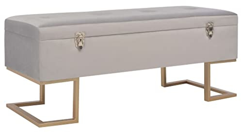 vidaXL Bank mit Staufach Sitzbank Flurbank Polsterbank Sitztruhe Truhenbank Truhe Bettbank Aufbewahrungsbank Schlafzimmer 105x40x44cm Grau Samt