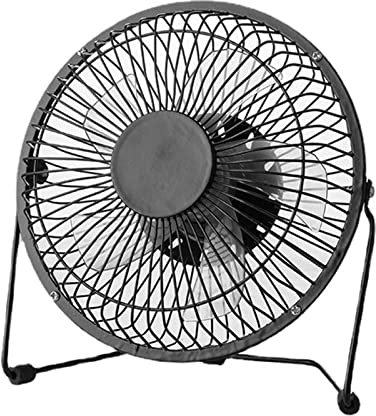 USB Fan with Upgraded 6 Inch Blades Enhanced Airflow Lower Noise Metal Design USB Powered Personal Table Fan Black