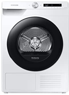 Samsung Asciugatrice Ai Control con Optimal Dry sensor DV90T5240AW S3, 9 Kg, Pompa di Calore, Classe A+++, Wifi, Oblò reversibile,Carica Frontale, 60l x 85h x 60p cm
