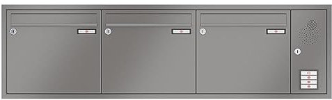 RENZ/Eckrahmen / 3er Unterputz-Briefkastenanlage Einbau-Briefkasten mit Sprechfeld/RAL-Farbe 9007 Volumen 12 L/Dein-Briefkasten.de