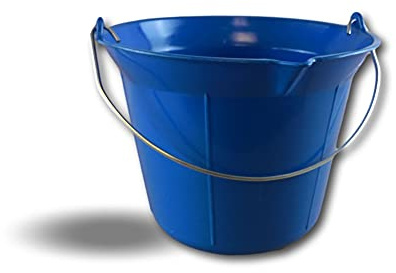 Kibros Lot 3 seaux ménage Plastique Bec verseur 11 litres Bleu | Plastique robuste, bec verseur, anse métallique, couleur bleue ou noire, usage ménage nettoyage lavage sols.