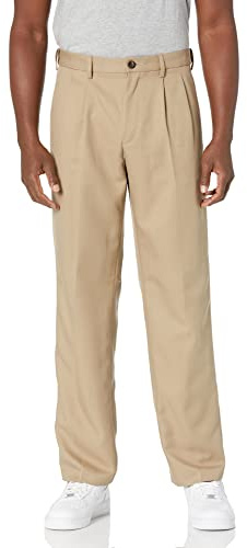 Amazon Essentials Men's Classic-Fit Pleated Dress Pants (Available in Big & Tall), Khaki, 38W x 29L