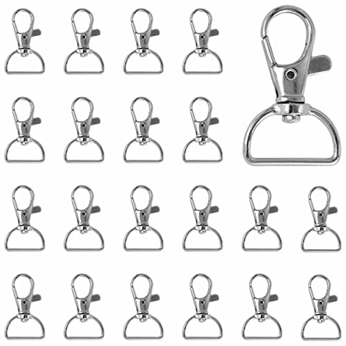 80 Ganchos Giratorios de Anillo en D para llavero, Accesorios de Bricolaje, Manualidades y herrajes para Monederos (Plateado, 3.8 x 2 cm)