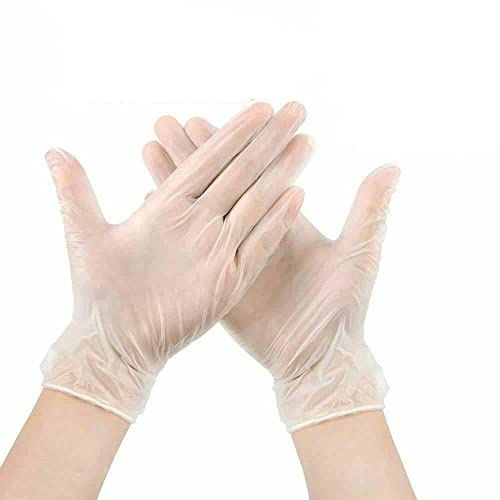 VISION MEDIA® 1000 Premium Quality Vinyl Multi-Purpose Gloves, Powder Free, Disposable, Extra Strong - (10 Packs x 100pcs) - Clear (Large)