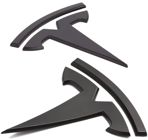 Nanaholy Modell Y tillbehör för Tesla emblem klistermärke 2 st/set för främre bagageutrymme/bakre bagageutrymme logo dekal skydd (svart)