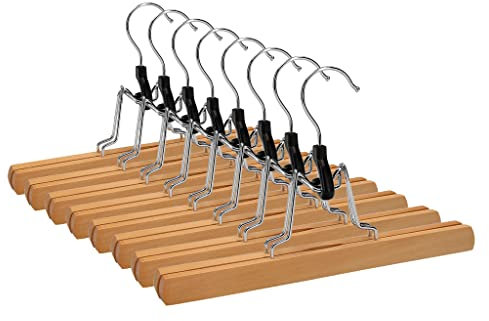 8 x Hosenbügel Klemmbügel VonBueren | Hosenspanner aus Holz | Kleiderbügel für Hosen | rutschfest | mit drehbarem Haken