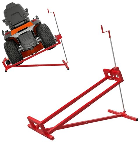 LARS360 Appareil de levage pour tracteur de pelouse, tondeuse à gazon, pour appareil de levage, tondeuse autoportée, capacité de charge maximale : 400 kg, inclinaison réglable à 45°, rouge