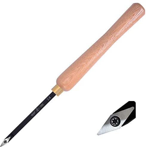 Drechseleisen Mit Hartmetall-Schneidplatten, Drechselmesser Drehmeißel Mit Diamantform/Rundem/Quadratischem Fräser, Stechbeitel Mit Holzgriff, Drechseln Werkzeug Drechselwerkzeug,28x10mm