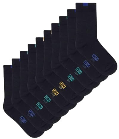Dim Unisex Chaussettes Chaussettes Ecodim Enfant x5, Noir/Bleu Marine, 35-38