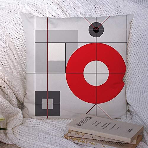 Pillow Covers Red Mid Century Boomerang Modern 1950S Tile Style Space 1940S Vintage Pattern Textures Decoration Polyester Throw Pillow Case Cushion Cover for Couch Sofa Decorations 18x18 Inch