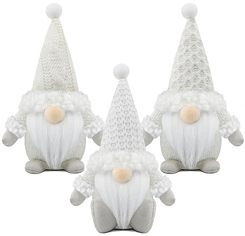 Gehydy Weihnachtswichtel Figuren 3er Set Weihnachtsdeko Wichtel Weihnachten Deko Wichtel Zubehör Dekoration Christmas für Home Küche - Weiß