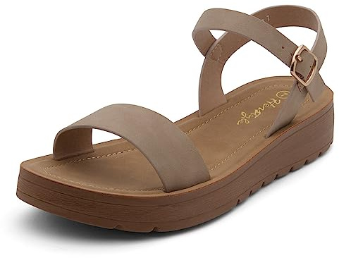 Herstyle Women’s Flat Sandals – One Band Ankle Strap Dressy Casual Sandals with Cushioned Footbed | Comfortable Open Toe Walking Shoes for Summer & Daily Wear, 3023Natural, Size 10.0, Marinna