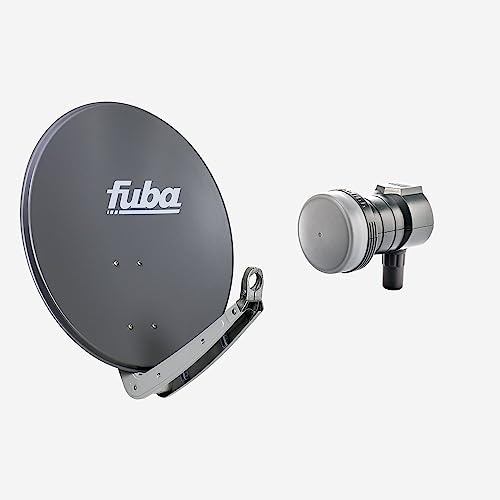 Fuba Sat Anlage 1 Teilnehmer | Satellitenschüssel Komplettset - DAA 650 A Sat-Schüssel 60x65cm Alu anthrazit + Fuba DEK 117 Single LNB 1 Teilnehmer (DVB-S2, HDTV, UHD 4K/8K, 3D) mit LTE-Störfilter