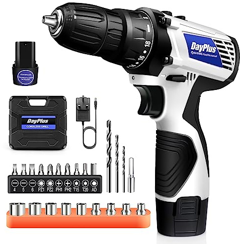 Portable Cordless Drill Driver 16.8V Mini Drill and Screwdriver with 2 x 1500 mAh Li-Ion Battery, Torque 45Nm, 2 Speed, LED Work Light, Carry Case with 23Pcs Accessory Kit