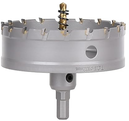Vearter TCT Hole Saw, 102mm Carbide Bit with Pilot Drill, Cutter for Hard Metal, Stainless Steel, Mild Steel, Aluminium Alloy, Copper, Iron, Plastic and Fiberglass