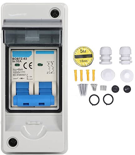 Solar DC Circuit Breaker 2P 32A 1000V DC Circuit Breaker Waterproof PV DC Switch Digital to Analog Converters 32 Amp