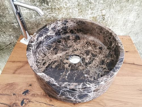 Lavabo in marmo Emperador Dark Misura 45x45x15cm FOTO REALI DEL LAVANDINO,lavabo da appoggio,lavabo rotondo in marmo,lavabo moderno in marmo