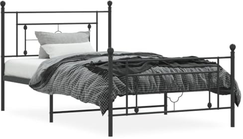 vidaXL Sängram med huvudgavel och fotgavel svart metall 107x203 cm, säng, metallsäng, metall sängram, sängar, metallsängar, metall sängramar, gästsäng