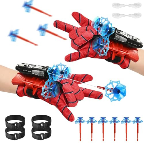 Avfyrarhandskar, Spider-avfyrarhandskar, Spider Hero-barnhandskar, Spider Web Shooter, leksaksset, runt handlederna, avfyrarhandskar för cosplay, 2 stycken