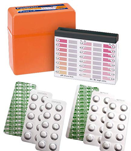 harren24 Testkit Set inkl. 60 Testtabletten (Rapid), Wassertester und Aufbewahrungsbox, 30x DPD1 Chlor/Brom + 30x Phenol Red pH-Wert, Pool Wasseranalyse (60 Tabletten inkl. Tester)
