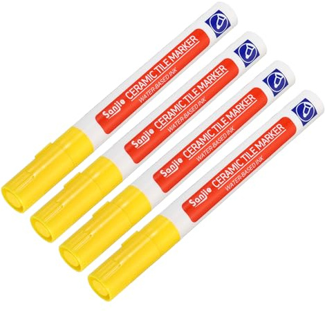 YOKIVE 4 Pcs Grout Paint Pen, Waterproof Yellow Paint Tile Marker, Restoring Grout Lines, Great for Balcony, Kitchen, Bathroom