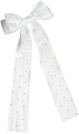 Yurosiay Haarschleife Tüll Strass Brautschleier mit Metallklammern Schleifen Haarspangen Elegante Hochzeit Schleier Haarklammer Glitzer Hair Bows Haarschmuck für Frauen und Mädchen Weiß