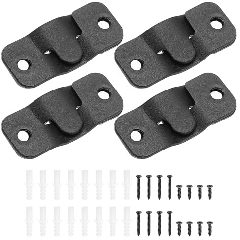 PATIKIL 4 Pairs Flush Mount Bracket 43x19mm, Interlocking Hang Buckles, Black