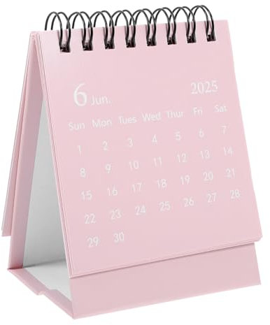HOODANCOS Mini Tischkalender Dekorativer Spiral-kalender Stabiler Tischkalender Für Lehrer Studenten Büro Personalisierbarer Desktop-kalender Zartem Rosa Für Planung Und Motivation