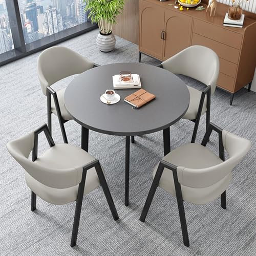 FREUPGU Kleiner Besprechungstisch, Küchentisch Mit Stühlen, Kleiner Besprechungstisch Mit 4 Stühlen, Runder Küchentisch und Stühle für 4, für Wohnzimmer, Balkon, Café(Light Grey)