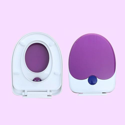 Familien-Toilettensitz mit Absenkautomatik, integrierter Kindersitz, Töpfchentraining, 2-in-1-Toilettensitz mit einfacher Befestigung oben, ovaler V-/D-förmiger Toilettendeckel (lila, D-förmig)