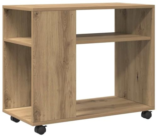 vidaXL Beistelltisch mit Rollen Artisan-Eiche 70x35x60cm Holzwerkstoff