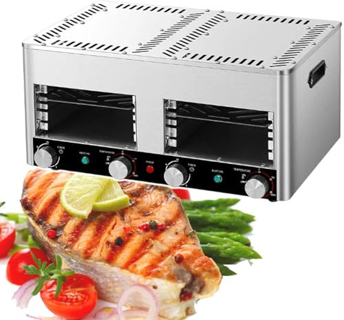 HCAUYNN Asador EléCtrico para Carnes De Acero Inoxidable, MáQuina AutomáTica para Carnes Sin Humo con Temperatura Ajustable, Horno Comercial para Asar Carnes,220V-8layers