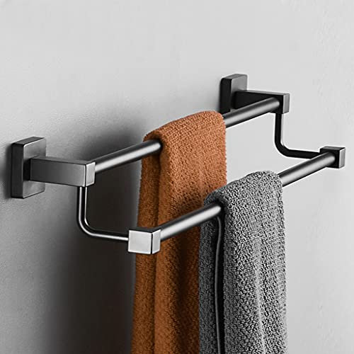 OWOHYG Doppelte Badetuchstange aus Edelstahl im Vintage-Stil für Badezimmer, Schwarze Handtuchstange aus Metall im industriellen Stil, quadratische Wandmontage für Schlafzimmer, Küche, Wo(Blue-80cm)