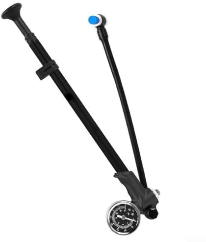 Hasaller Hochdruck-Stoßpumpe, tragbare Fahrradstoßpumpe, 300 PSI, ideal für Vordergabeln, vielseitige 2-in-1-Fahrradgabel und Reifenpumpe, tragbare Mini-Pumpe mit Entlüftungsknopf (schwarz)
